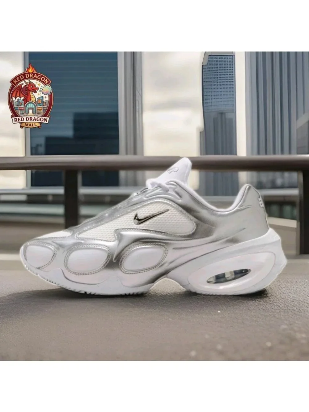 Nike Air Max Muse Mesh Lace-Up Sneakers White Silver FV1920-100 - Women's Sz 8.5